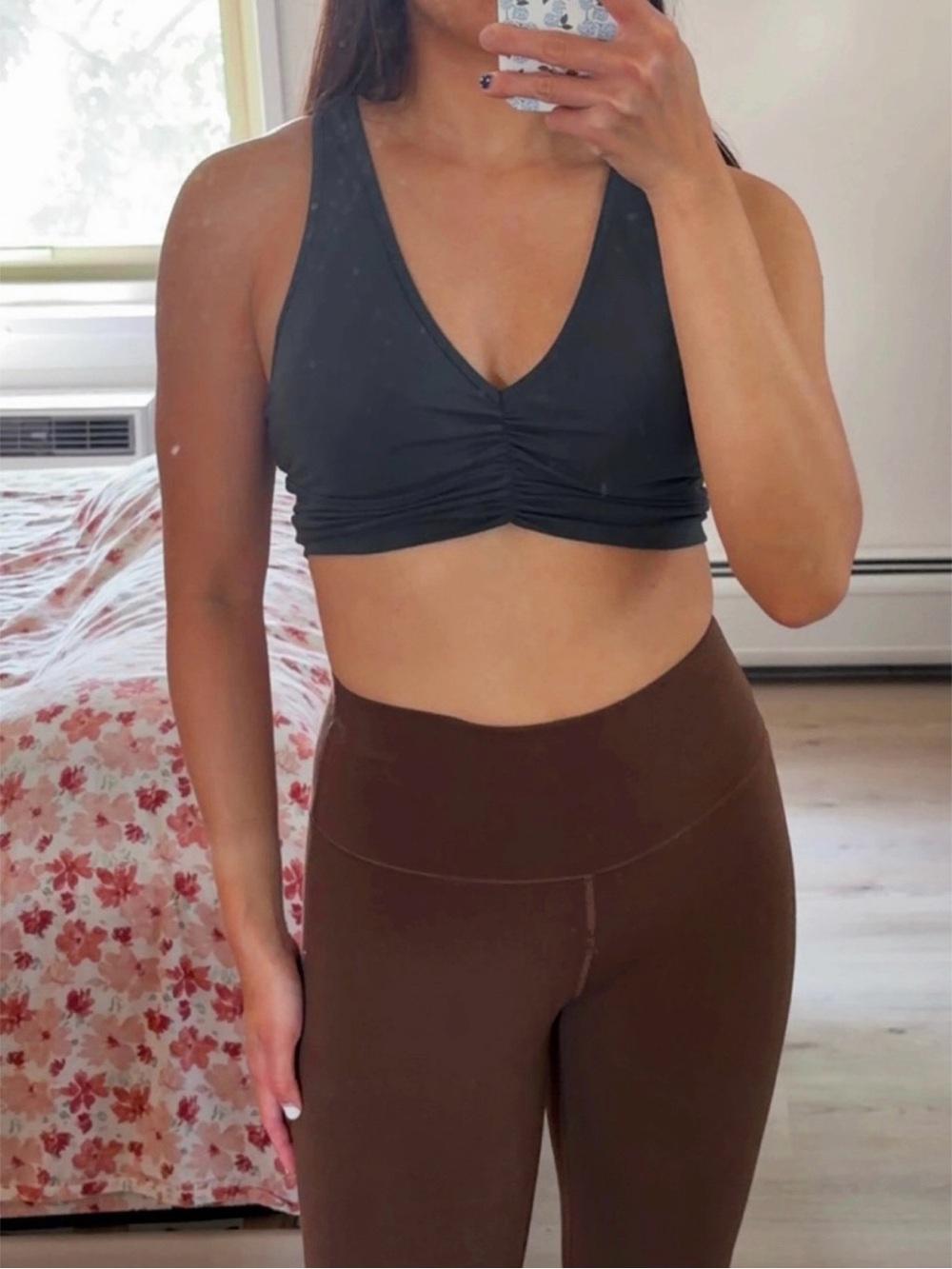 ALO Wild Thing Bra in Charcoal Green